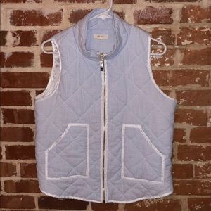 Blue and white seersucker vest